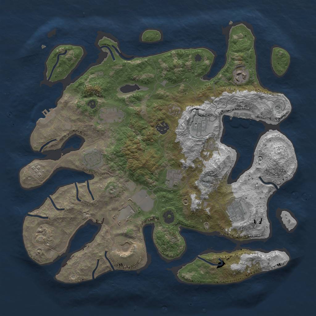 Rust Map: Procedural Map, Size: 3850, Seed: 1416849532, 16 Monuments