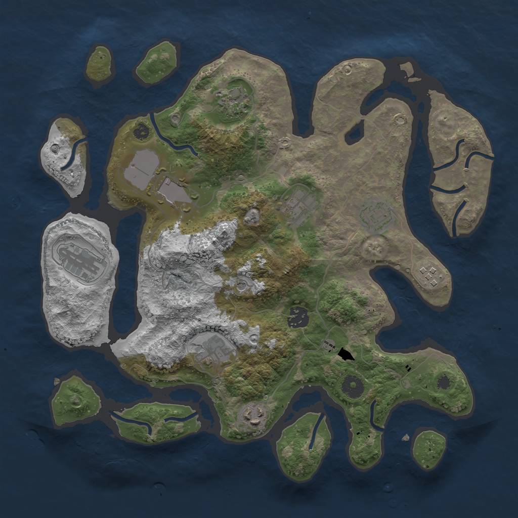 Rust Map: Procedural Map, Size: 3500, Seed: 1266135469, 12 Monuments
