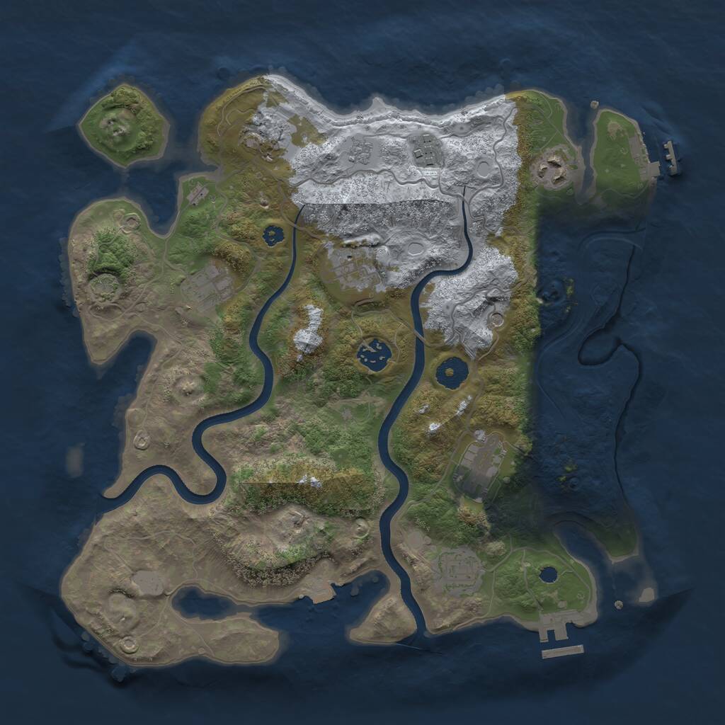 Rust Map: Procedural Map, Size: 3500, Seed: 1314213061, 14 Monuments