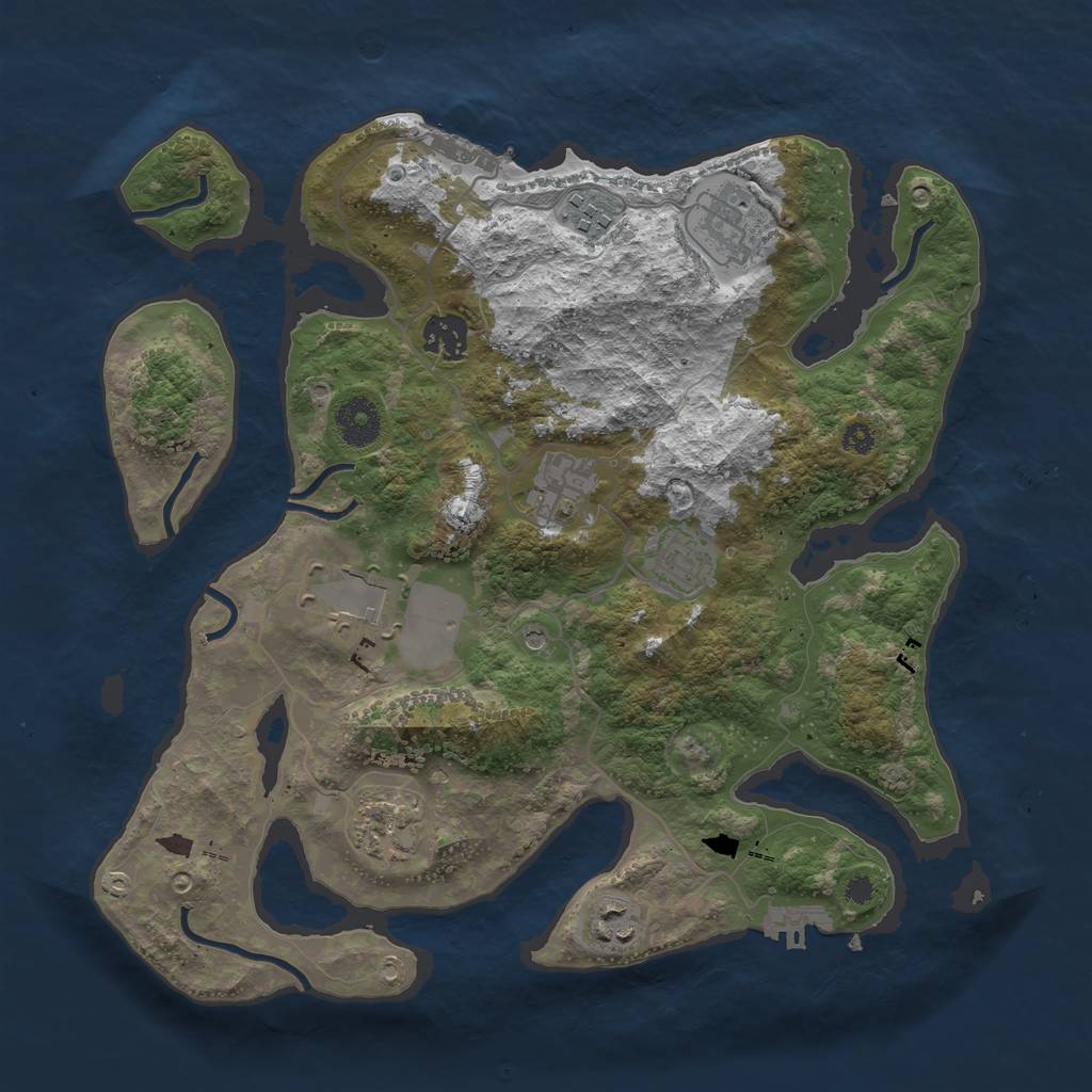 Rust Map: Procedural Map, Size: 3500, Seed: 1314213061, 13 Monuments