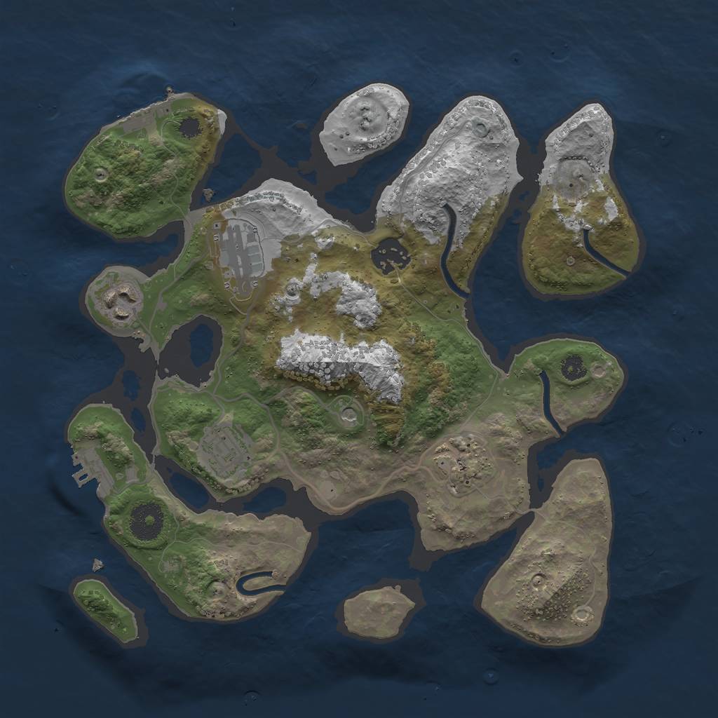 Rust Map: Procedural Map, Size: 3000, Seed: 1814590928, 10 Monuments