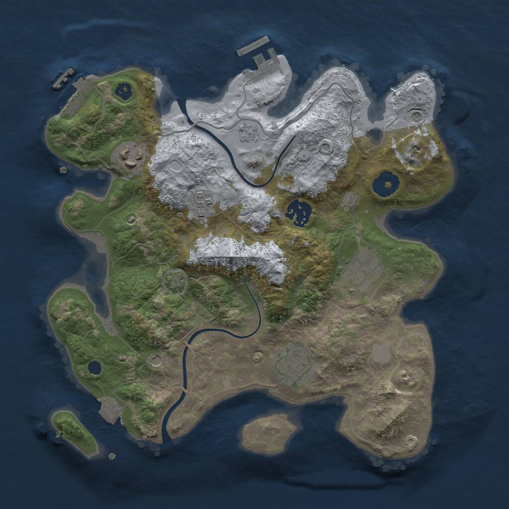 Rust Map: Procedural Map, Size: 3000, Seed: 1814590928, 11 Monuments