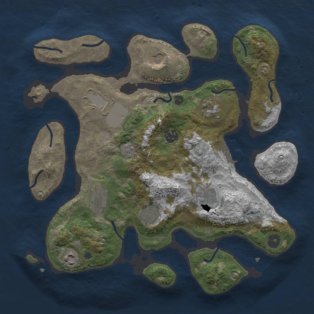 Rust Map: Procedural Map, Size: 3500, Seed: 6737, 12 Monuments