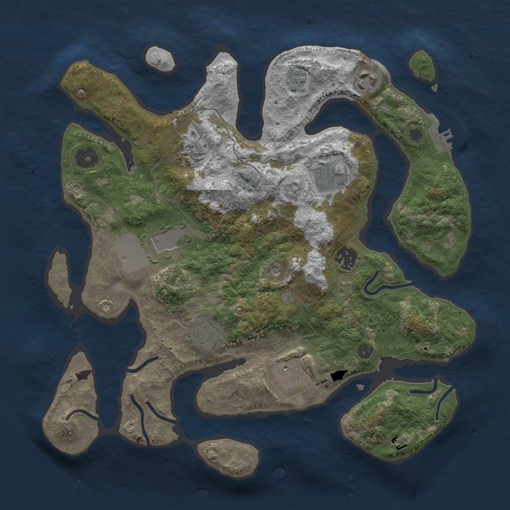 Rust Map: Procedural Map, Size: 3500, Seed: 1597193030, 12 Monuments