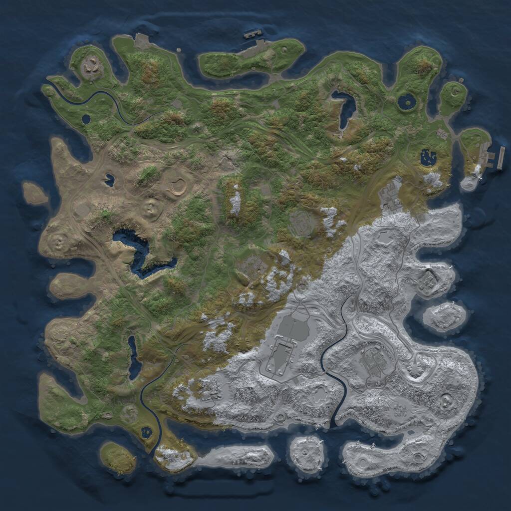 Rust Map: Procedural Map, Size: 4500, Seed: 10698, 16 Monuments