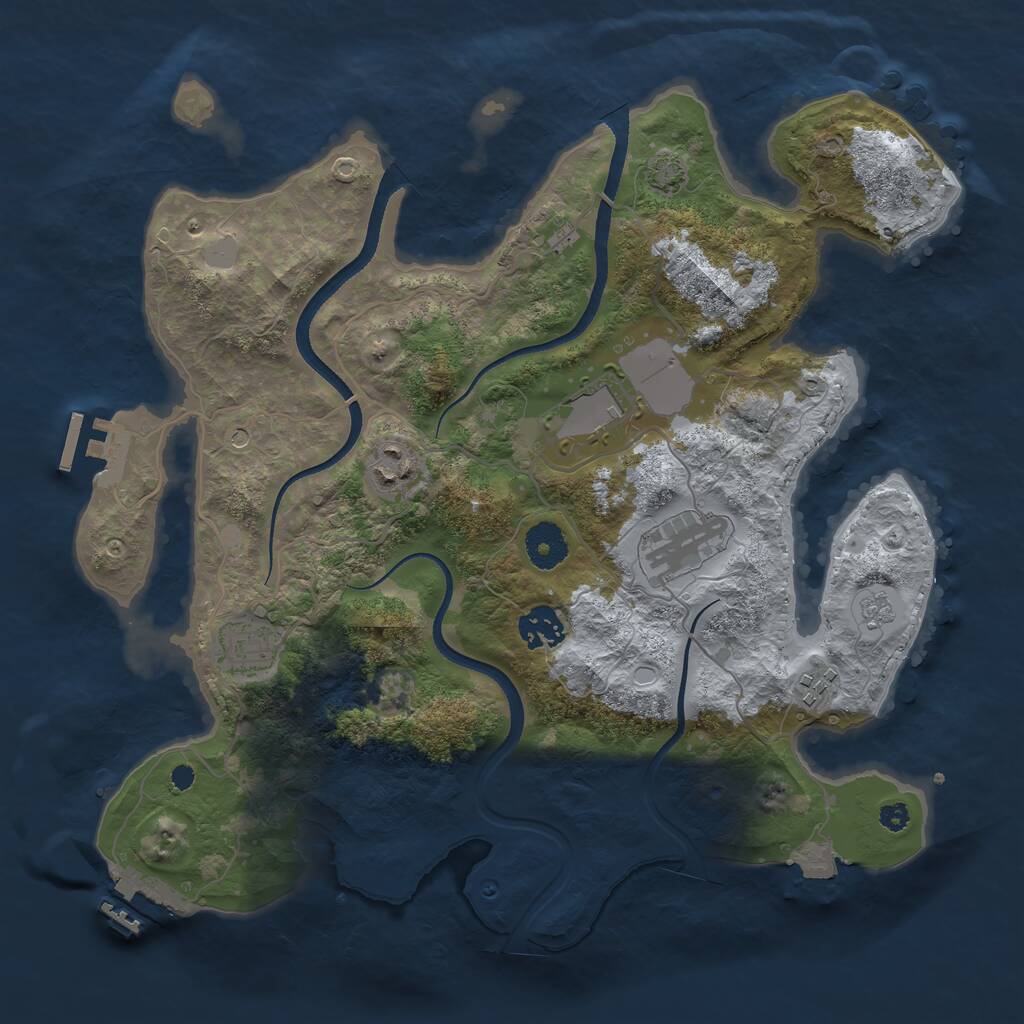 Rust Map: Procedural Map, Size: 3500, Seed: 2124382855, 12 Monuments
