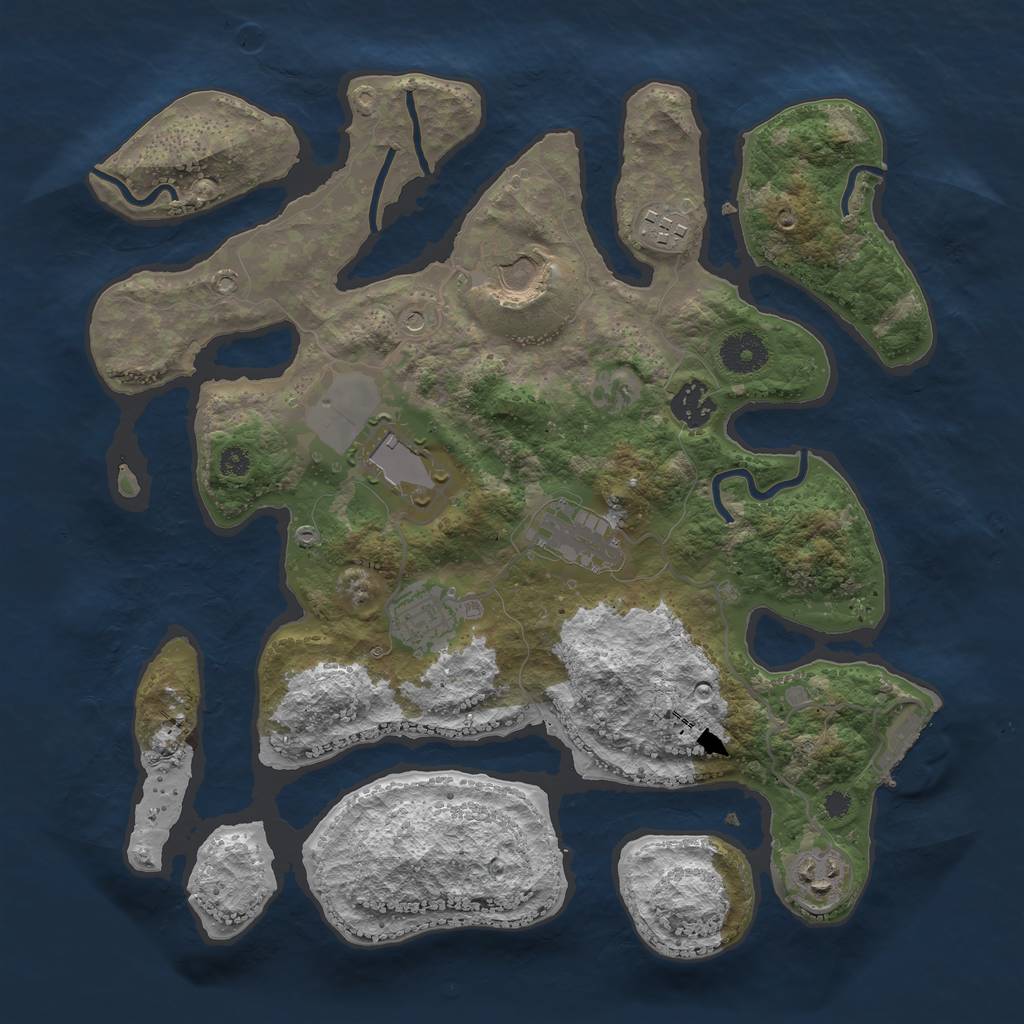 Rust Map: Procedural Map, Size: 3500, Seed: 1186728901, 11 Monuments