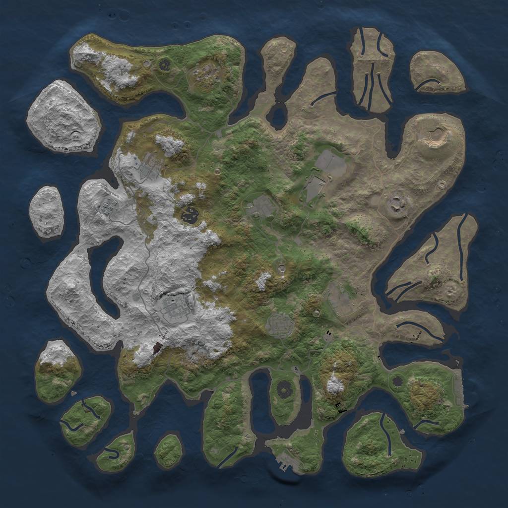 Rust Map: Procedural Map, Size: 4500, Seed: 413842313, 16 Monuments