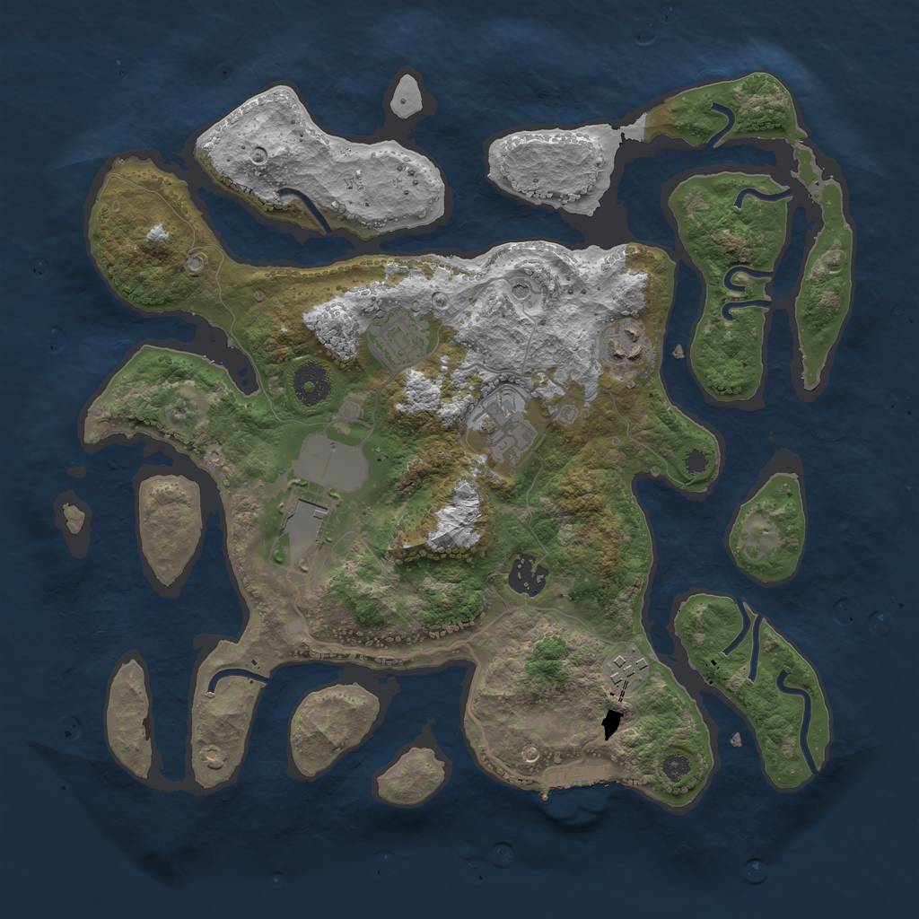 Rust Map: Procedural Map, Size: 3500, Seed: 1881114982, 10 Monuments