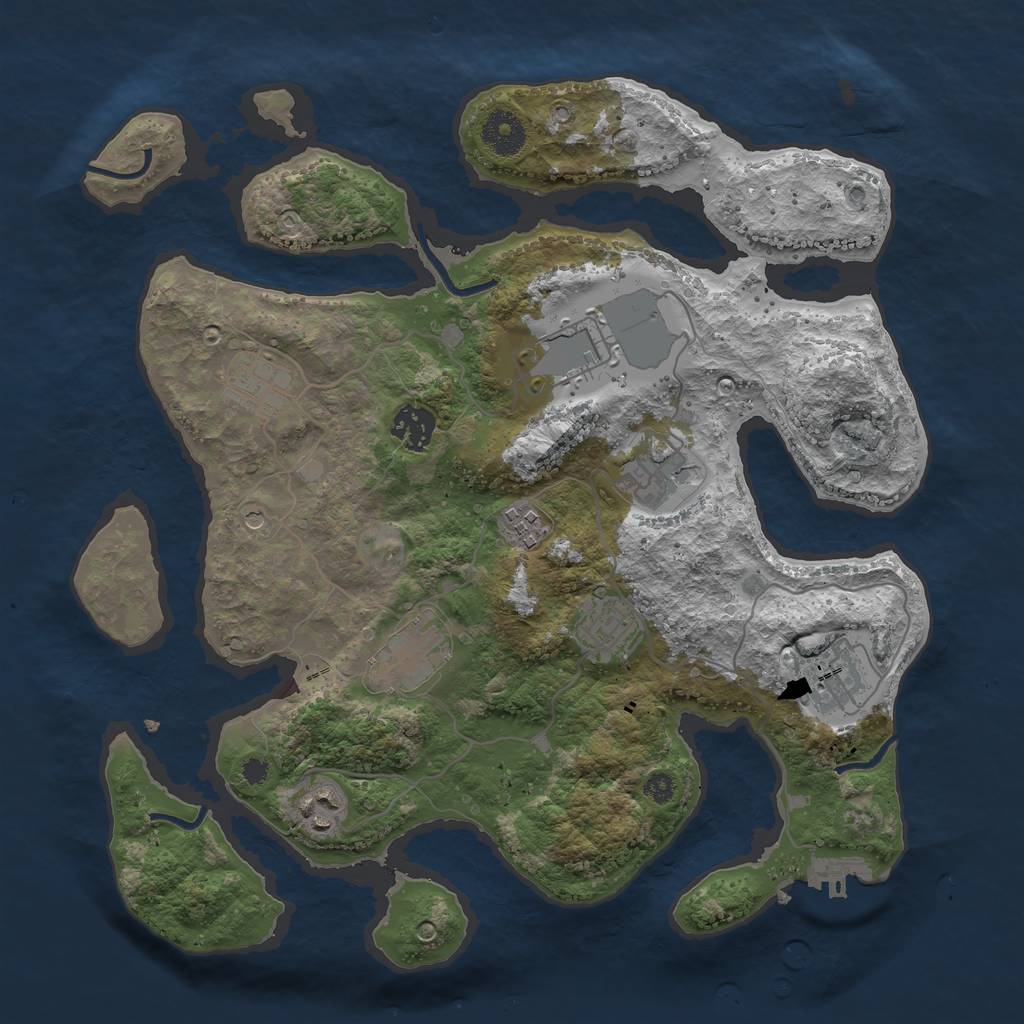 Rust Map: Procedural Map, Size: 3500, Seed: 1434404781, 13 Monuments
