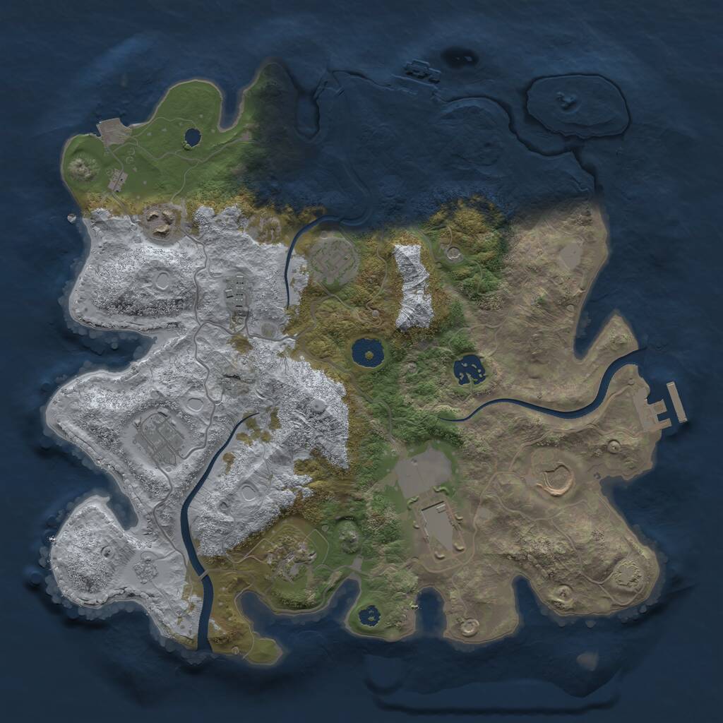 Rust Map: Procedural Map, Size: 3500, Seed: 1995147064, 14 Monuments