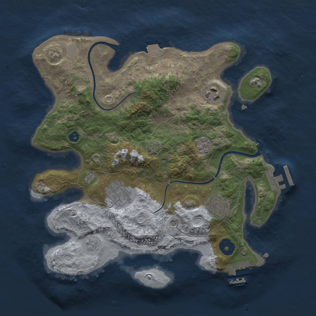 Rust Map: Procedural Map, Size: 3000, Seed: 837364555, 10 Monuments