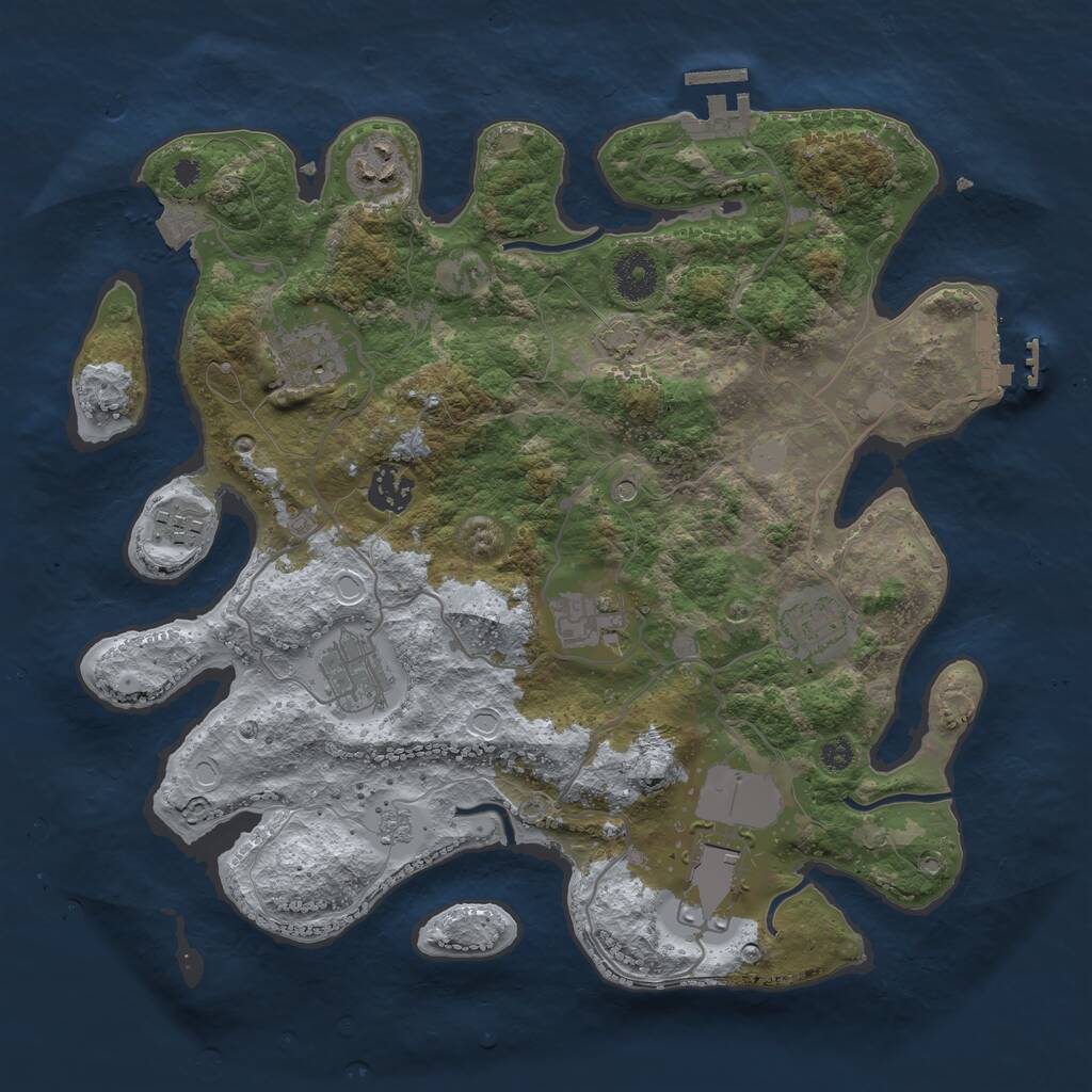 Rust Map: Procedural Map, Size: 3500, Seed: 1180969604, 14 Monuments