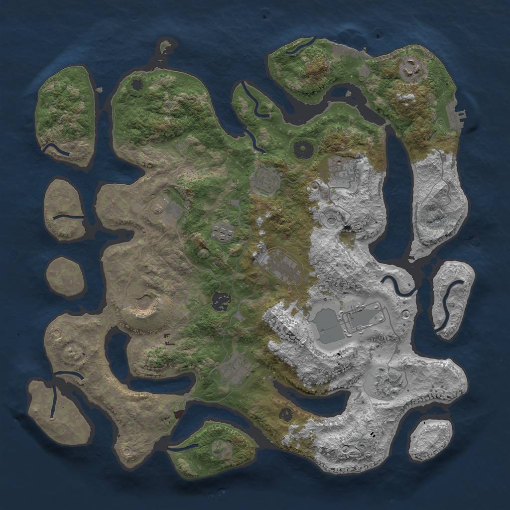 Rust Map: Procedural Map, Size: 3950, Seed: 1351249588, 16 Monuments