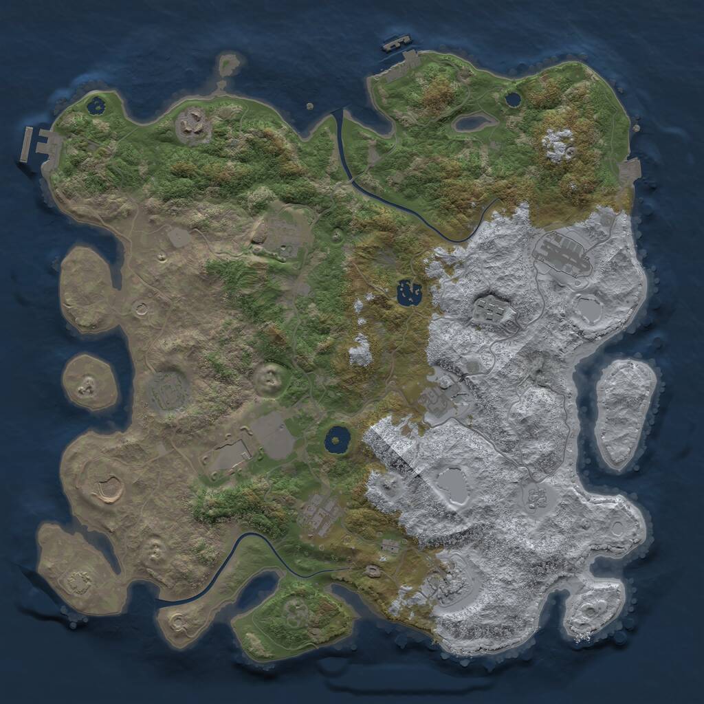 Rust Map: Procedural Map, Size: 3950, Seed: 1351249588, 17 Monuments