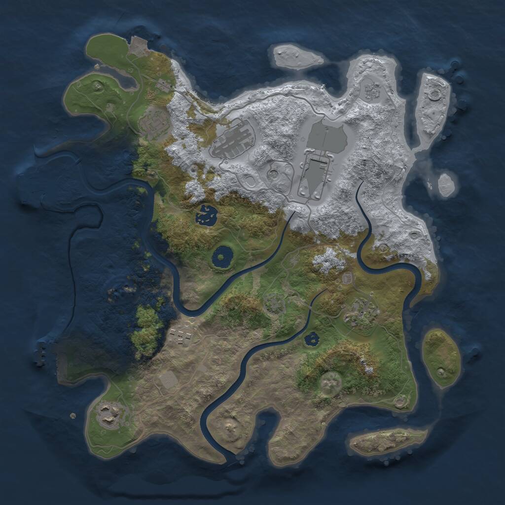 Rust Map: Procedural Map, Size: 3500, Seed: 91038132, 13 Monuments