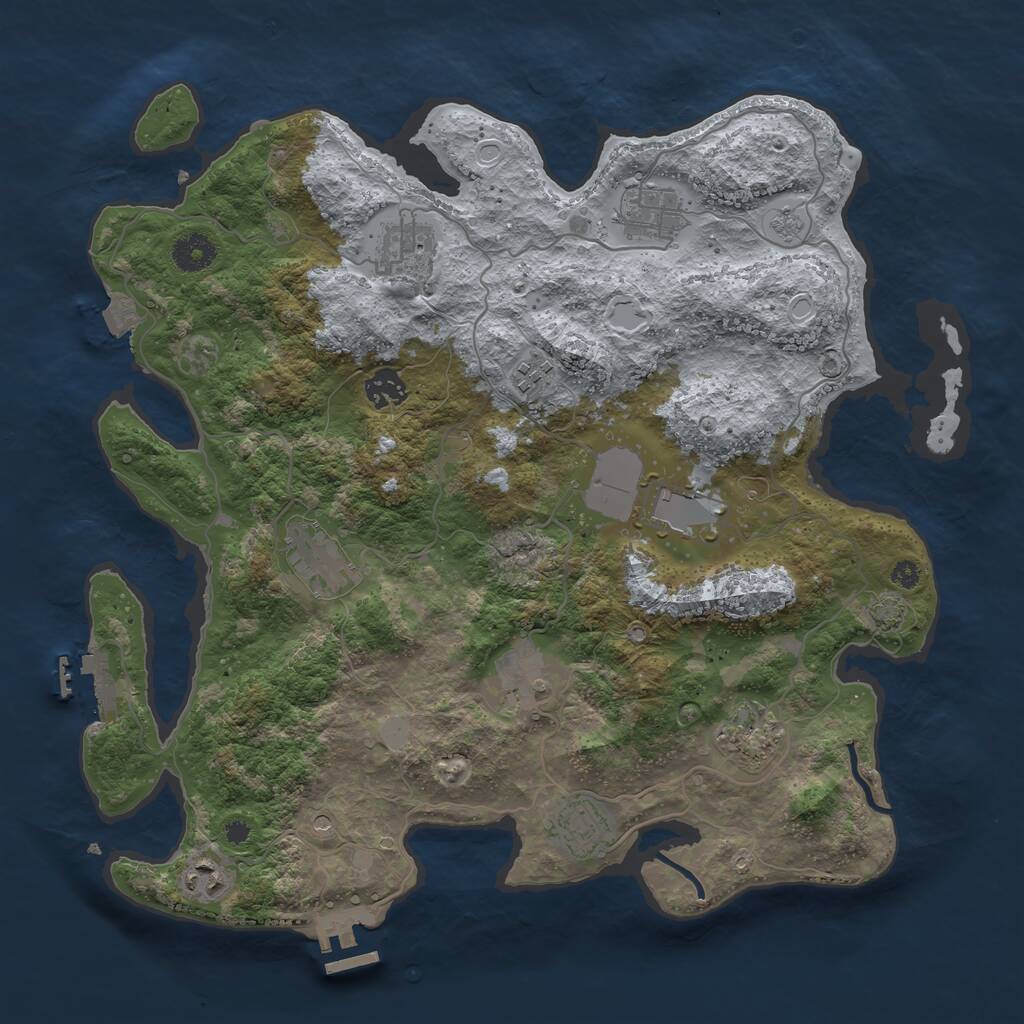 Rust Map: Procedural Map, Size: 3800, Seed: 1079384471, 16 Monuments