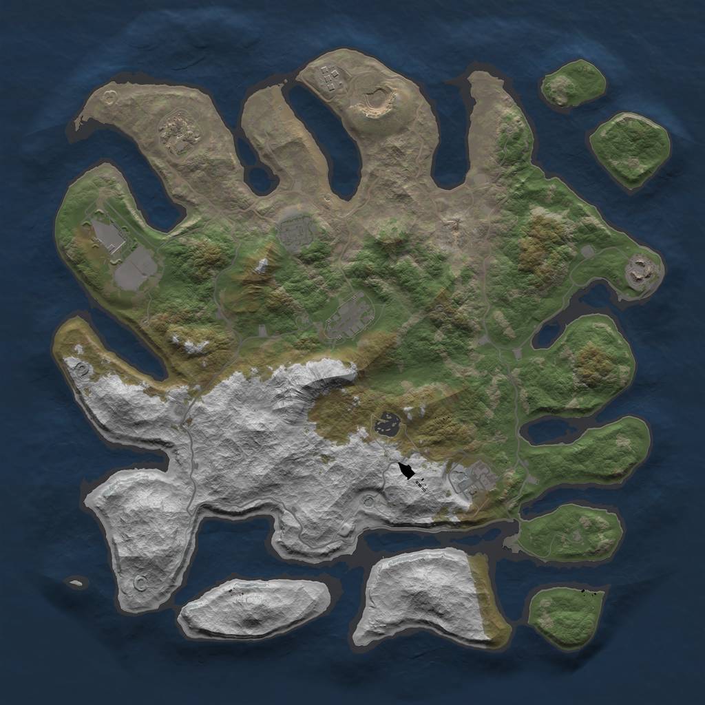 Rust Map: Barren, Size: 4250, Seed: 660519377, 12 Monuments