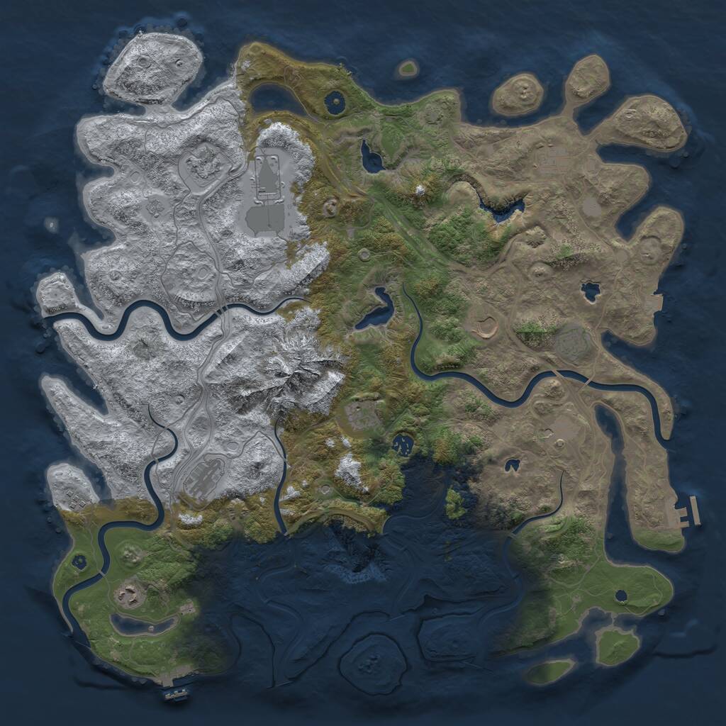 Rust Map: Procedural Map, Size: 5000, Seed: 1256901, 17 Monuments