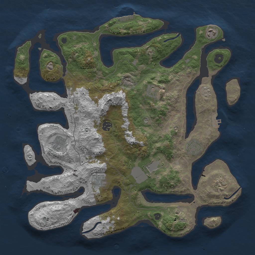 Rust Map: Procedural Map, Size: 4000, Seed: 245782, 14 Monuments