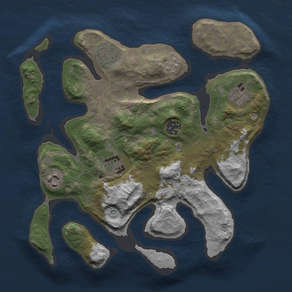 Rust Map: Barren, Size: 3000, Seed: 13246579, 9 Monuments