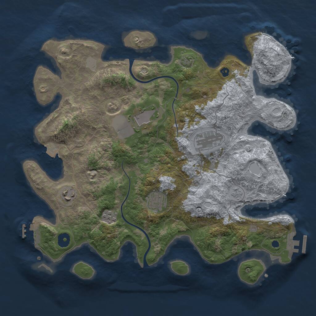 Rust Map: Procedural Map, Size: 3500, Seed: 921075730, 11 Monuments