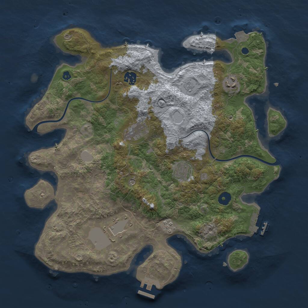 Rust Map: Procedural Map, Size: 3600, Seed: 566720384, 12 Monuments