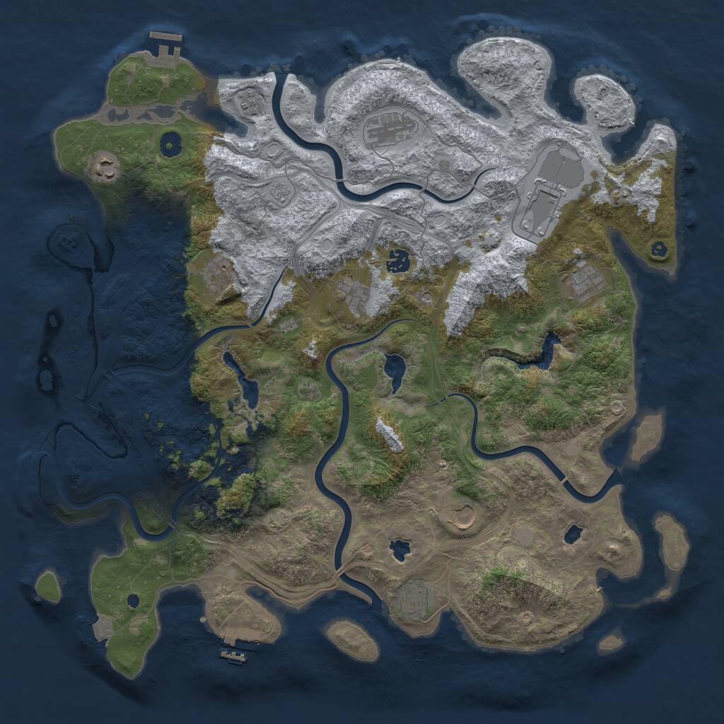 Rust Map: Procedural Map, Size: 4500, Seed: 32536, 16 Monuments