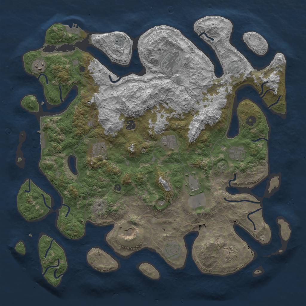 Rust Map: Procedural Map, Size: 4500, Seed: 32536, 16 Monuments