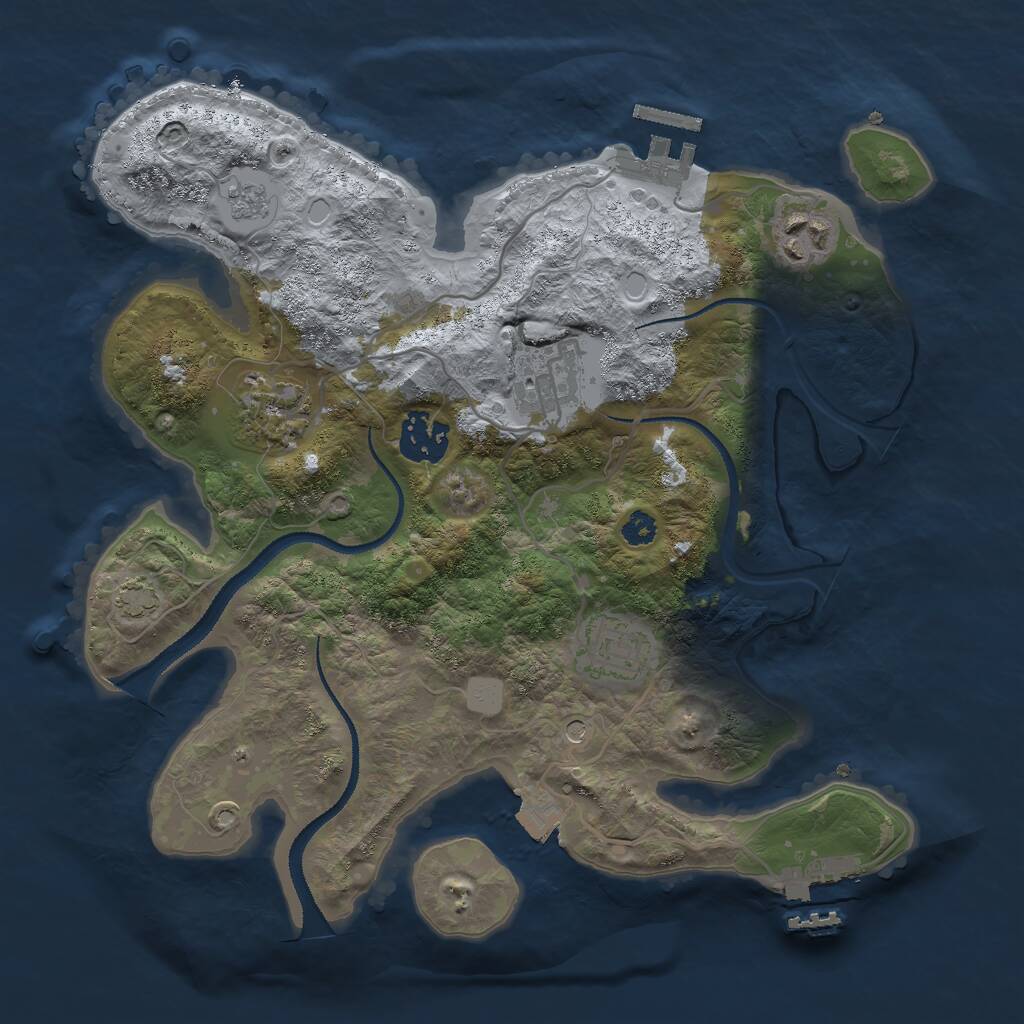 Rust Map: Procedural Map, Size: 3000, Seed: 2109088844, 11 Monuments