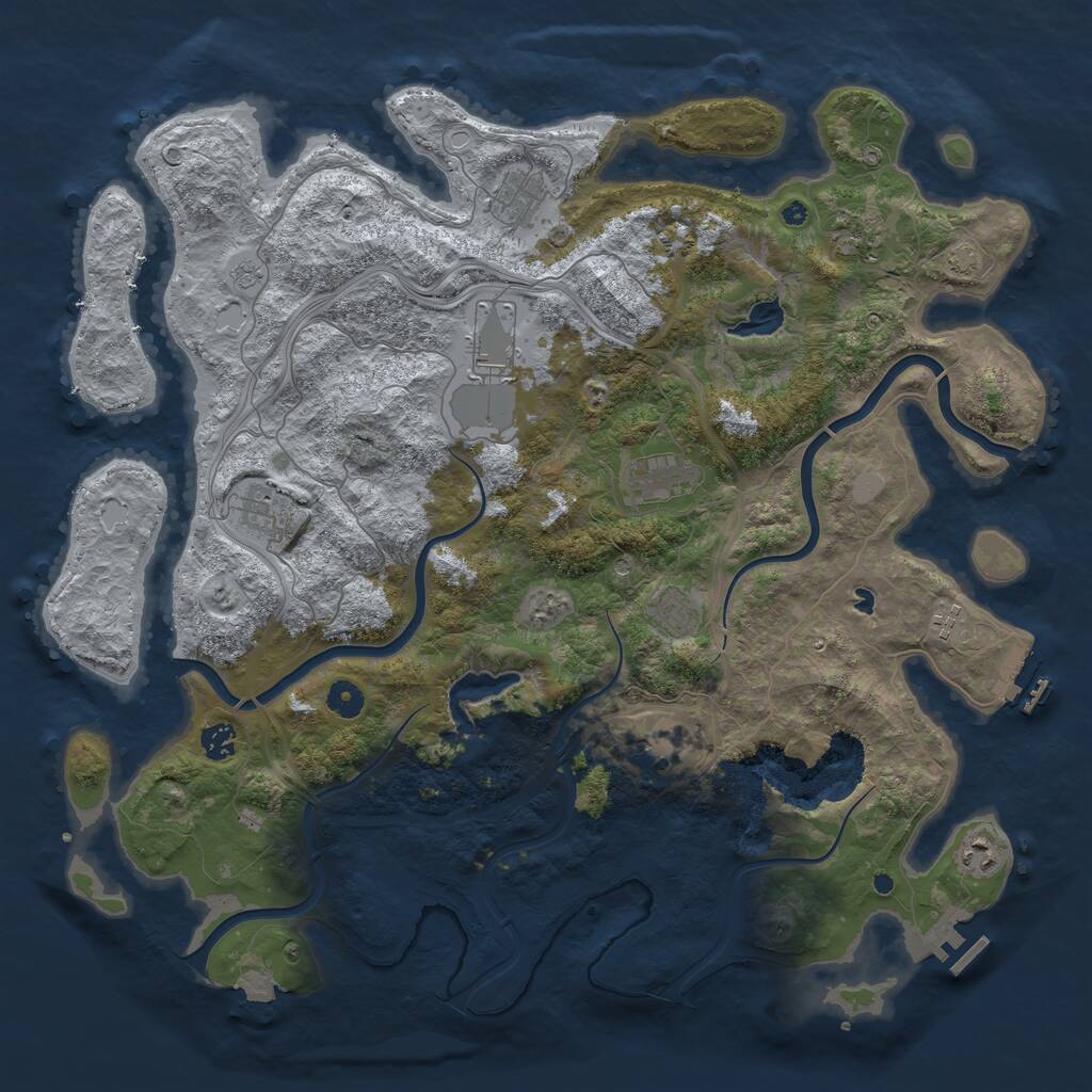 Rust Map: Procedural Map, Size: 4500, Seed: 854278563, 16 Monuments