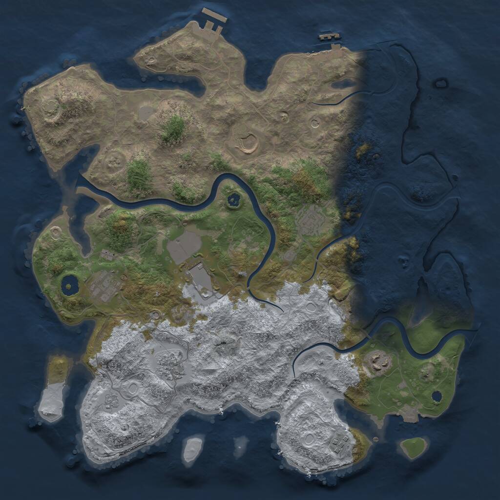 Rust Map: Procedural Map, Size: 3850, Seed: 1323842074, 14 Monuments