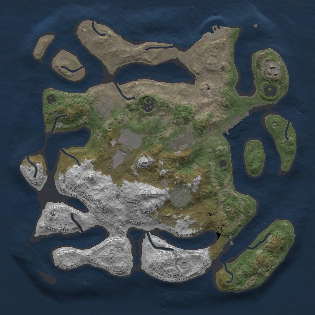 Rust Map: Procedural Map, Size: 3700, Seed: 45678934, 12 Monuments