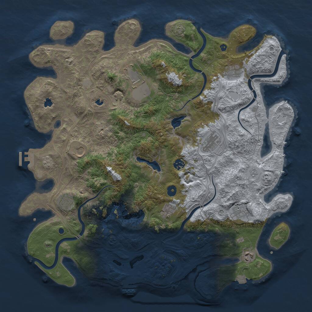 Rust Map: Procedural Map, Size: 4500, Seed: 2001, 16 Monuments