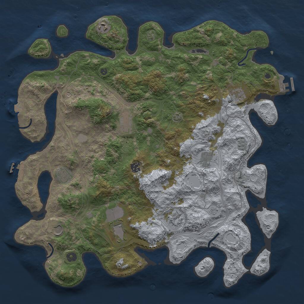 Rust Map: Procedural Map, Size: 4500, Seed: 774245, 16 Monuments