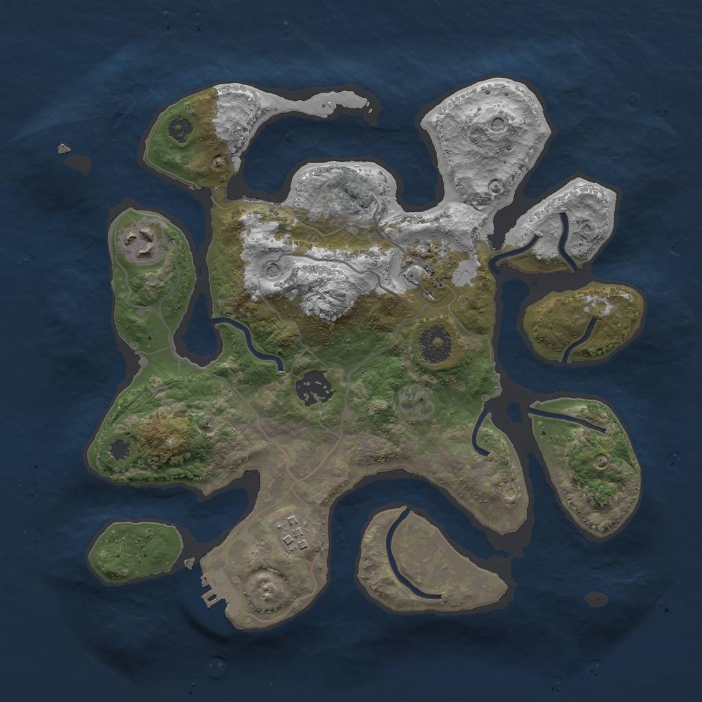 Rust Map: Procedural Map, Size: 3000, Seed: 251972, 8 Monuments