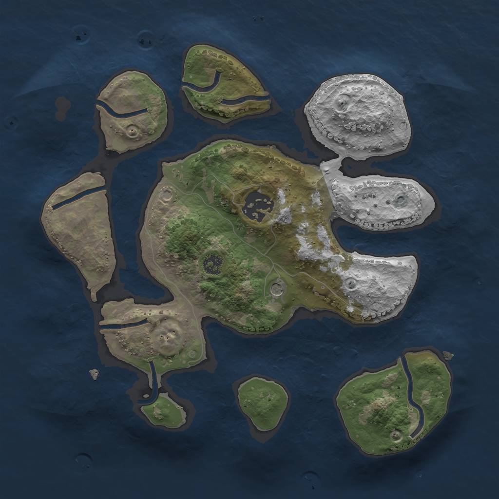 Rust Map: Procedural Map, Size: 2500, Seed: 32485334, 4 Monuments