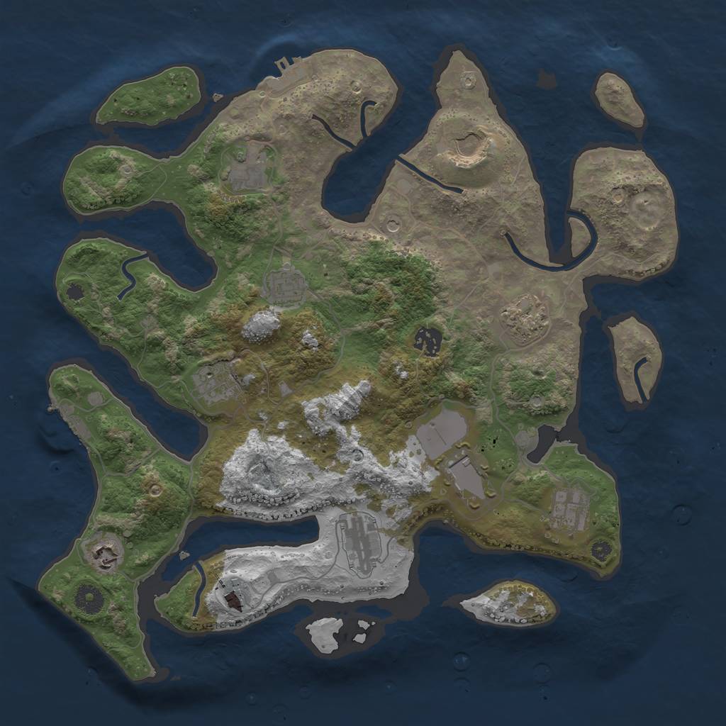 Rust Map: Procedural Map, Size: 3750, Seed: 1002192500, 16 Monuments