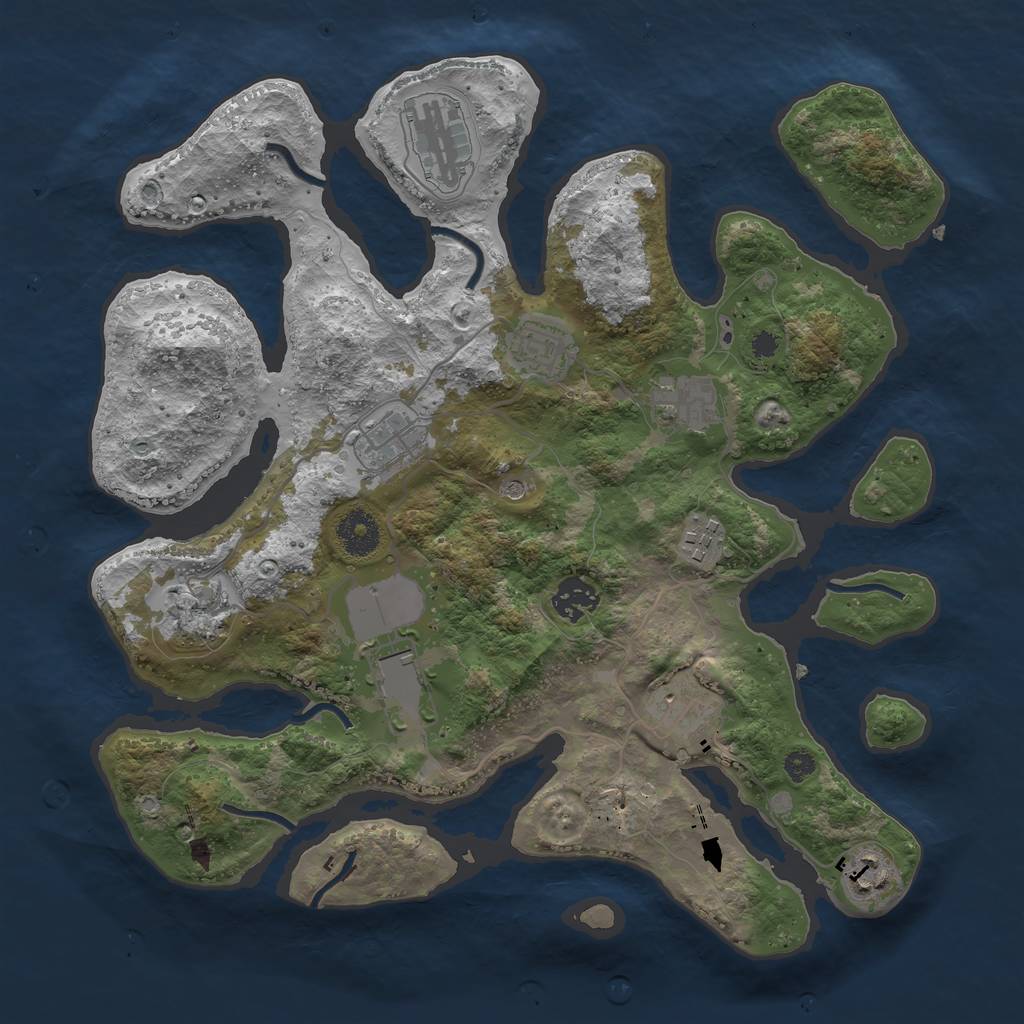 Rust Map: Procedural Map, Size: 3500, Seed: 235652234, 13 Monuments