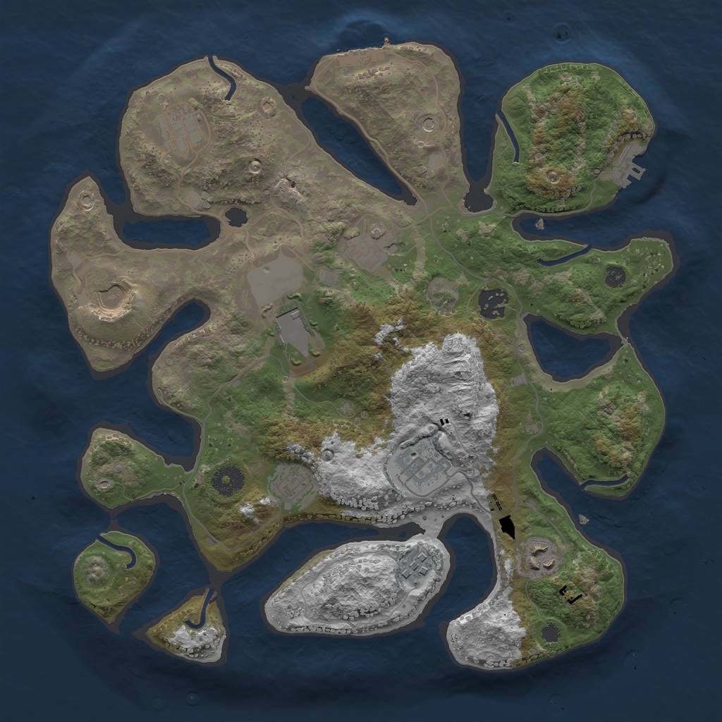 Rust Map: Procedural Map, Size: 3500, Seed: 694584567, 14 Monuments