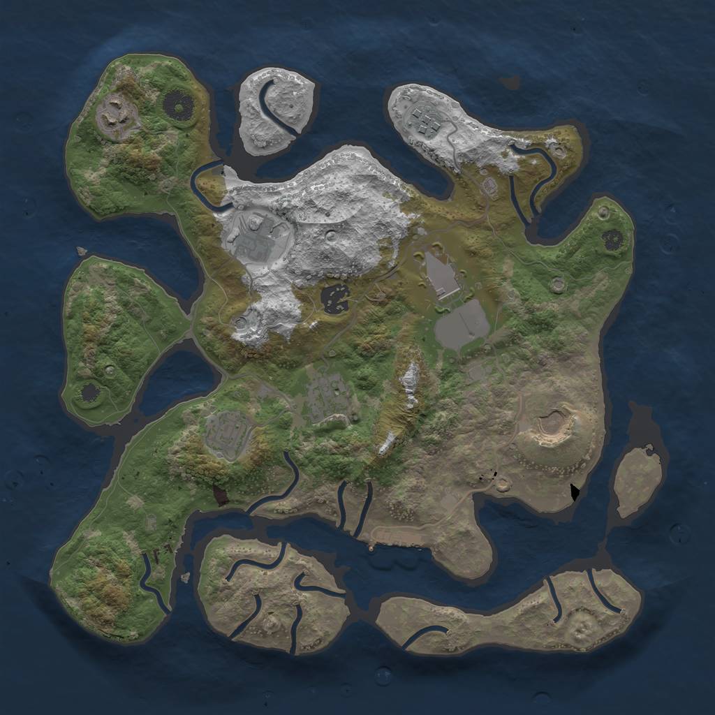 Rust Map: Procedural Map, Size: 3500, Seed: 137386, 12 Monuments