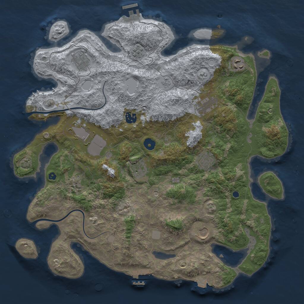 Rust Map: Procedural Map, Size: 3950, Seed: 382365907, 16 Monuments
