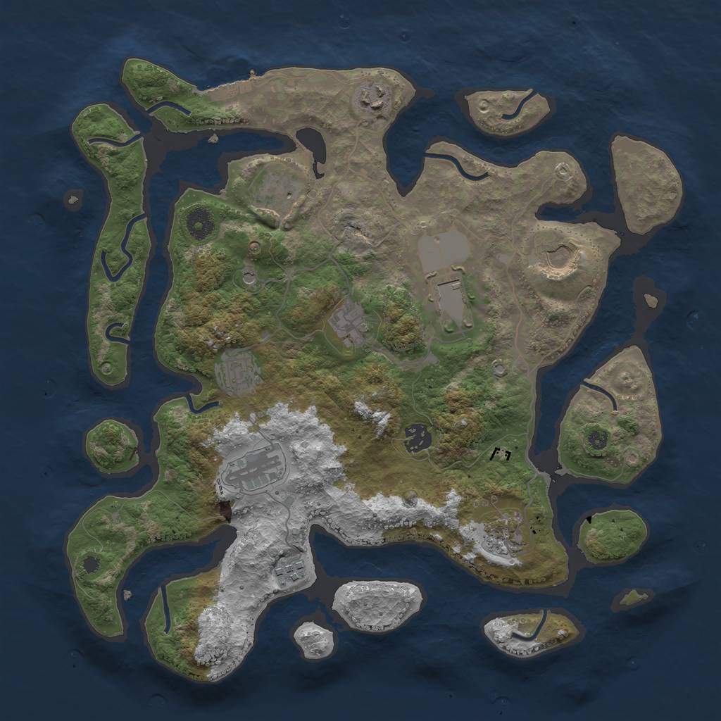 Rust Map: Procedural Map, Size: 3750, Seed: 7474, 14 Monuments
