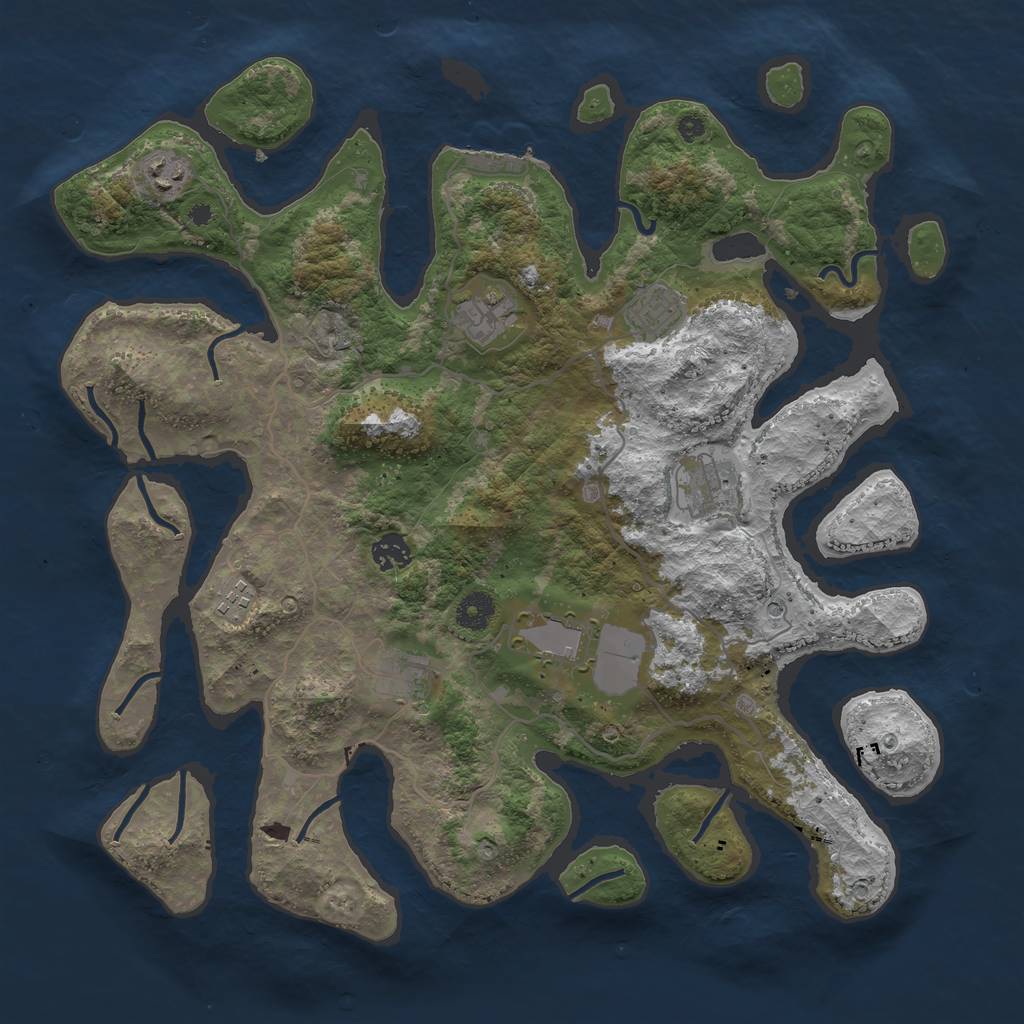 Rust Map: Procedural Map, Size: 4000, Seed: 1307162941, 12 Monuments