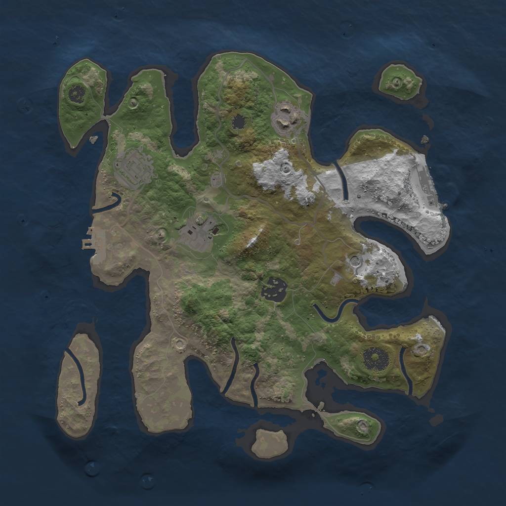 Rust Map: Procedural Map, Size: 3000, Seed: 694943653, 9 Monuments