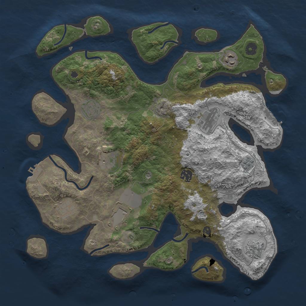 Rust Map: Procedural Map, Size: 3750, Seed: 1577032205, 14 Monuments