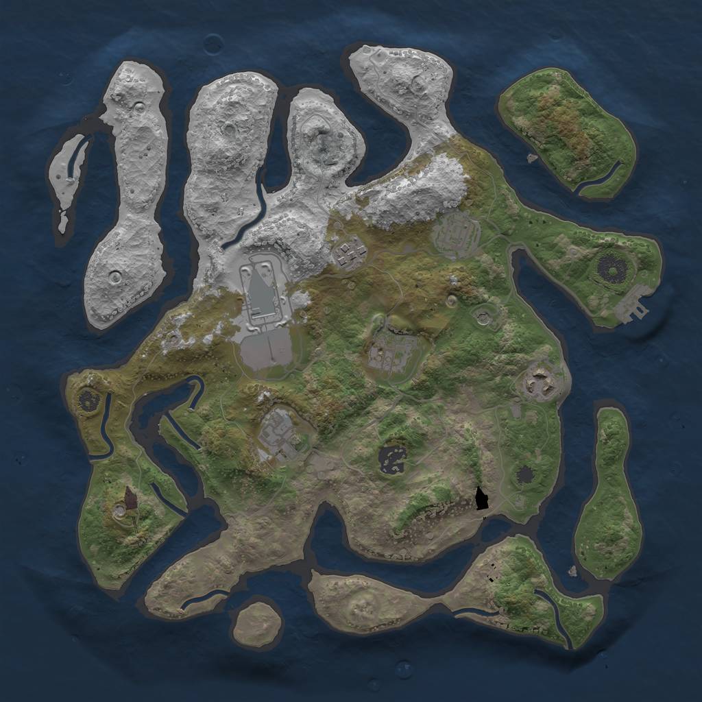 Rust Map: Procedural Map, Size: 3500, Seed: 4080, 11 Monuments