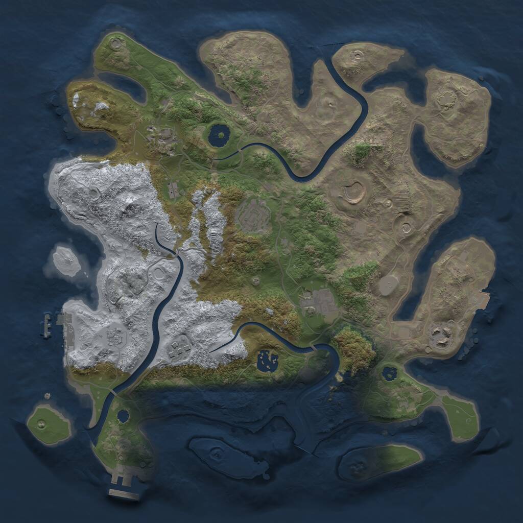Rust Map: Procedural Map, Size: 3500, Seed: 442581196, 13 Monuments