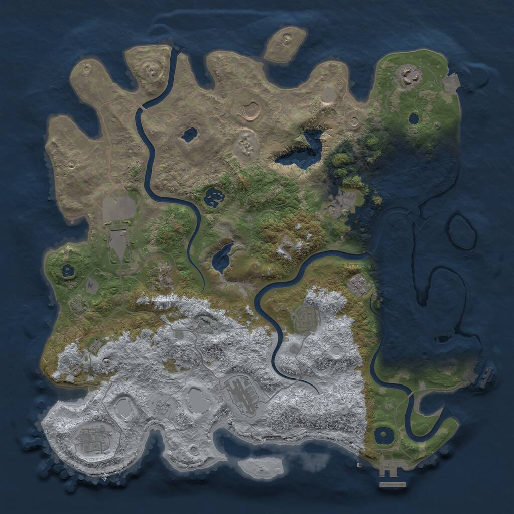Rust Map: Procedural Map, Size: 4000, Seed: 3293233, 16 Monuments