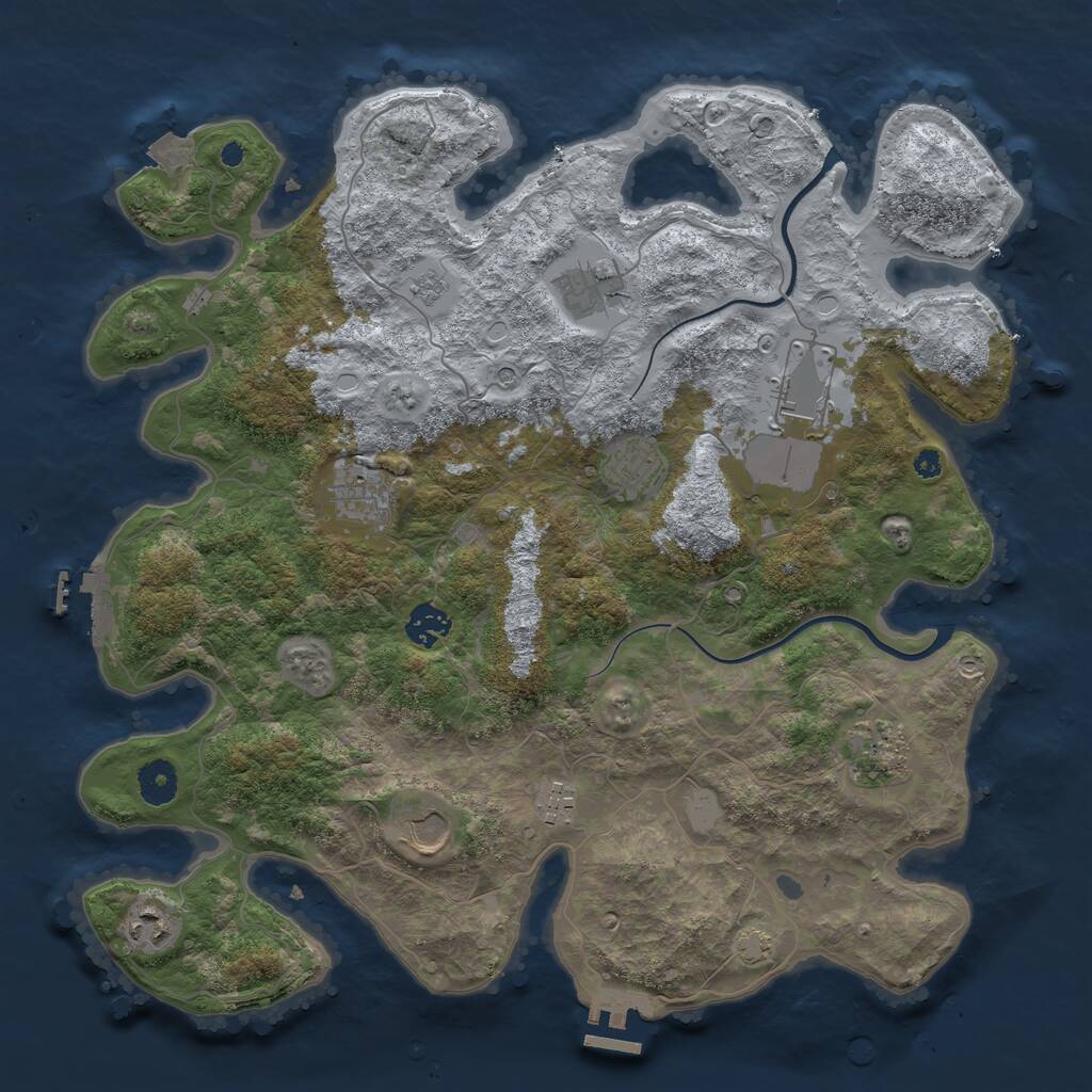 Rust Map: Procedural Map, Size: 3850, Seed: 1192912034, 15 Monuments